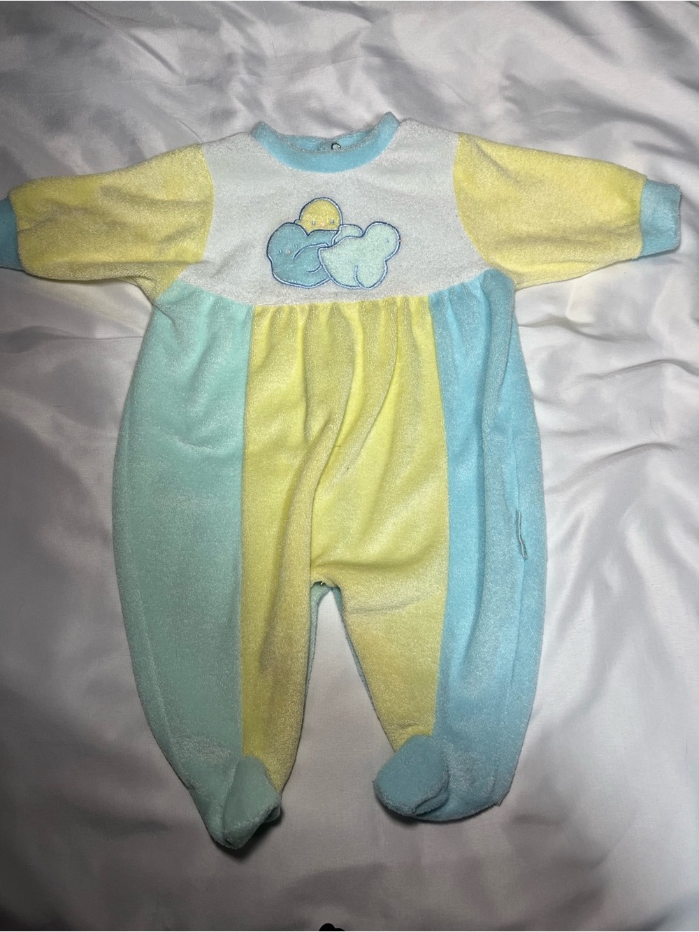 Vintage Little Me Footed Sleeper Baby Med 12-15 lbs Terry Cloth Duck Colorblock